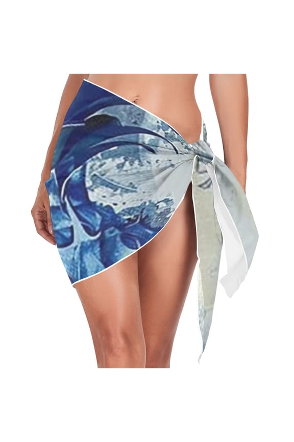 Blue Pineapple Beach Cover Up for Women Swimsuit Coverups Bikini Wrap Short Skirt