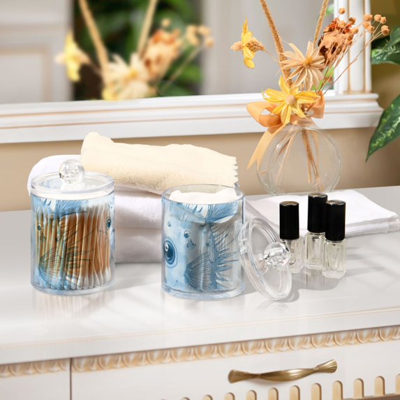 Ckdifva Blue Puffers Fish Storage Jar with Lid Acrylic Organization Storage Containers Set of 4