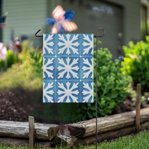 Ckdifva Blue Snowflakes Cubes Garden Flag 12 x 18 Inch Vertical Double Sided for Yard Lawn Outdoor Outside