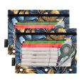 thumbnail image 1 of Ckdifva Blue and Gold Leaves Pencil Pouch 3 Ring Zipper Pencil Case Binder Pockets Clear Top Cosmetic Bag 2 Pack, 1 of 6
