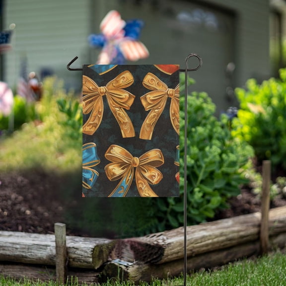 Ckdifva Bows Garden Flag 12 x 18 Inch Vertical Double Sided for Yard Lawn Outdoor Outside