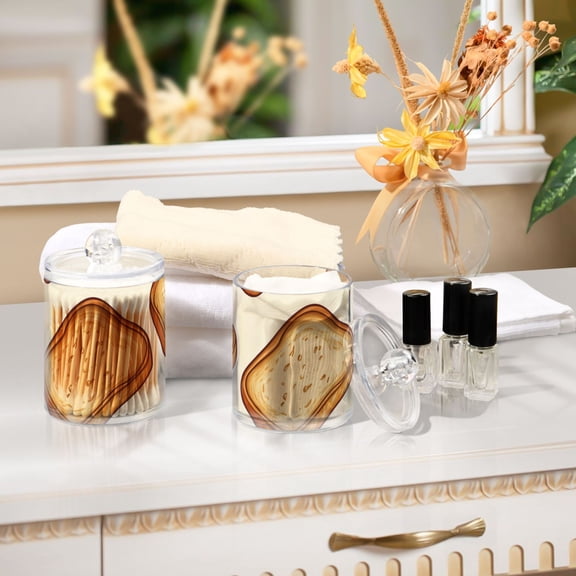 Ckdifva Bread Slices Cartoon Storage Jar with Lid Acrylic Organization Storage Containers Set of 2