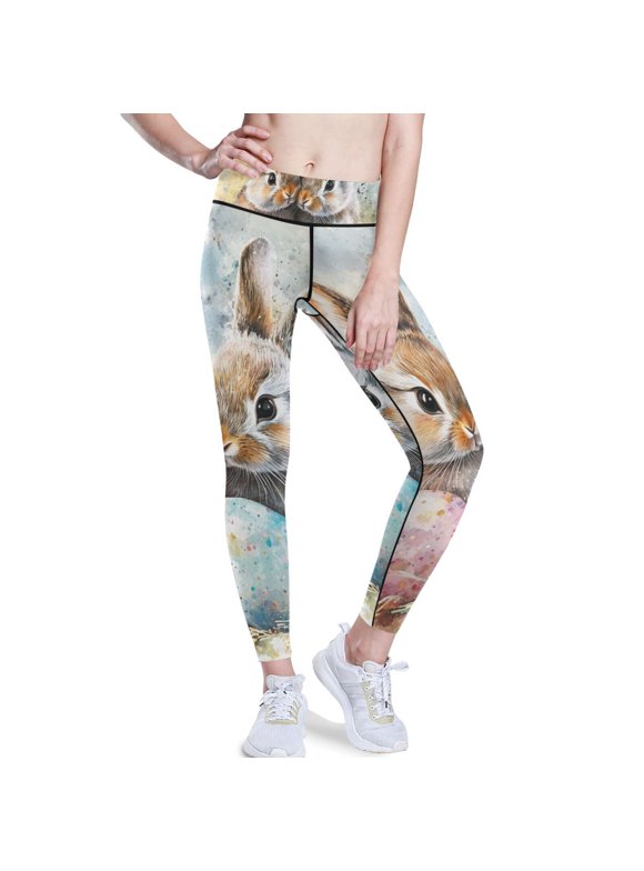 Bunnies Easter Eggs Yoga Pants with Pockets for Women Workout Athletic Yoga Leggings