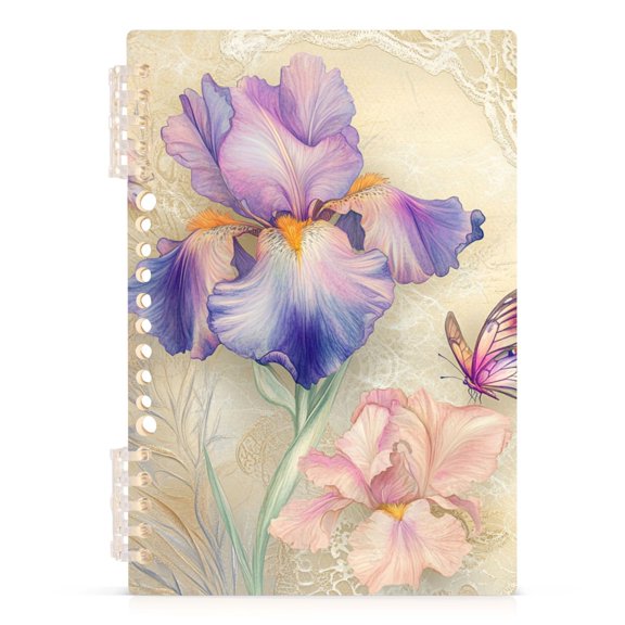 Ckdifva Butterfly Phalaenopsis Flowers A5 Ring Binder Notebook Journey Note Diary College Ruled Study 60 Pages