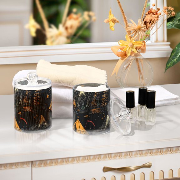 Ckdifva Camp Fire Trees Storage Jar with Lid Acrylic Organization Storage Containers Set of 4