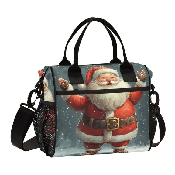 Ckdifva Cartoon Christmas Santa Cooler Bag Cooler Cooling Tote Lunch Bag Lunch Box Front Pocket with Shoulder Strap