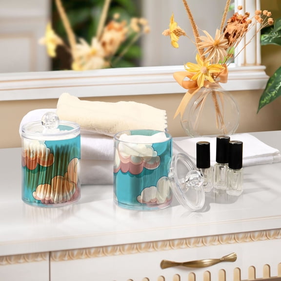 Ckdifva Cartoon Clouds Storage Jar with Lid Acrylic Organization Storage Containers Set of 2