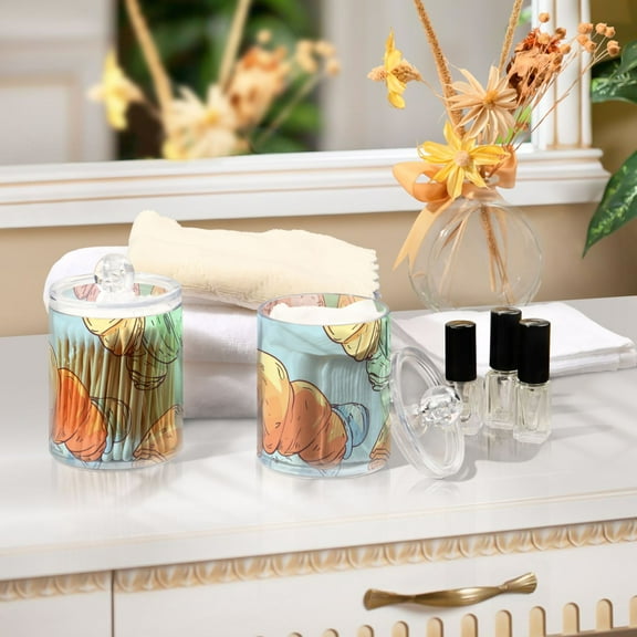 Ckdifva Cartoon Croissants Storage Jar with Lid Acrylic Organization Storage Containers Set of 2