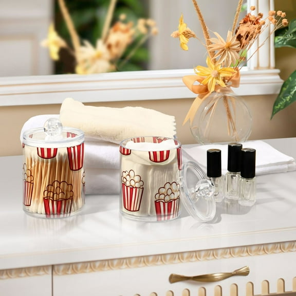 Ckdifva Cartoon Popcorns Storage Jar with Lid Acrylic Organization Storage Containers Set of 2