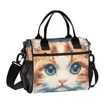 Ckdifva Cat Pixel Cooler Bag Cooler Cooling Tote Lunch Bag Lunch Box Front Pocket with Shoulder Strap