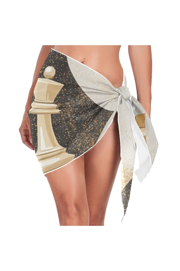 Chess Diamond Beach Cover Up for Women Swimsuit Coverups Bikini Wrap Short Skirt