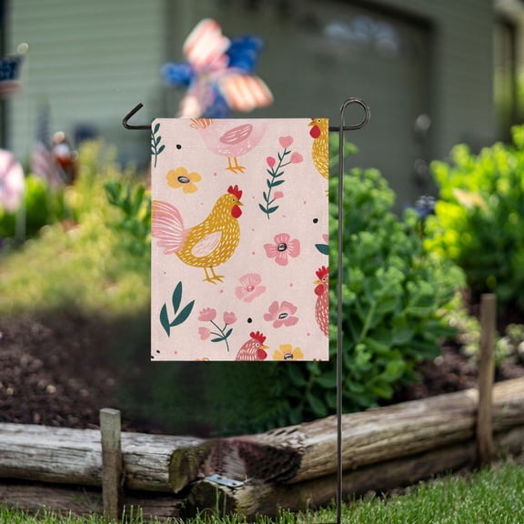 Ckdifva Chickens Garden Flag 12 x 18 Inch Vertical Double Sided for Yard Lawn Outdoor Outside