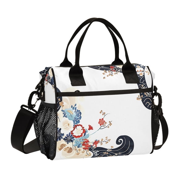 Ckdifva Chinese Arabesque Cooler Bag Cooler Cooling Tote Lunch Bag Lunch Box Front Pocket with Shoulder Strap