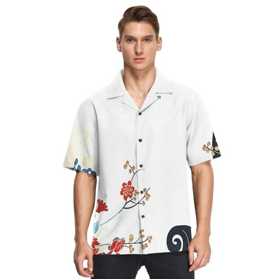 Ckdifva Chinese Arabesque Mens Button Down Short Sleeve Shirt Casual Shirts Beach Hawaiian Shirts