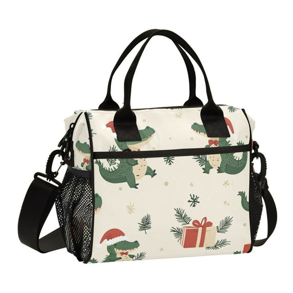 Ckdifva Christmas Alligators Gifts Cooler Bag Cooler Cooling Tote Lunch Bag Lunch Box Front Pocket with Shoulder Strap