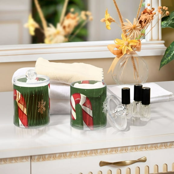 Ckdifva Christmas Candy Cane Storage Jar with Lid Acrylic Organization Storage Containers Set of 2