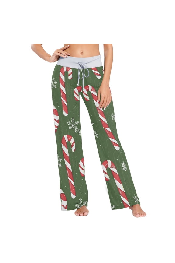 Christmas Candy Cane Womens Sleep Pajama Pants Waistband Lounge Sleepwear Pjs Sweatpants Yoga Pants