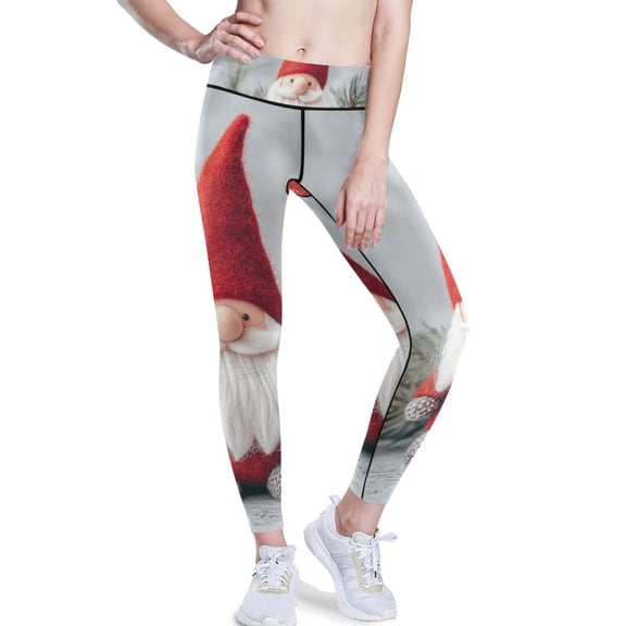 Ckdifva Christmas Gnome Cute Yoga Pants with Pockets for Women Workout Athletic Yoga Leggings