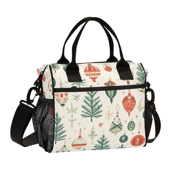 Ckdifva Christmas Ornamen Leaves Cooler Bag Cooler Cooling Tote Lunch Bag Lunch Box Front Pocket with Shoulder Strap