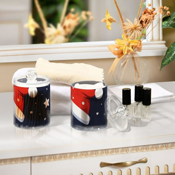 Ckdifva Christmas Santa Hats Stars Storage Jar with Lid Acrylic Organization Storage Containers Set of 2