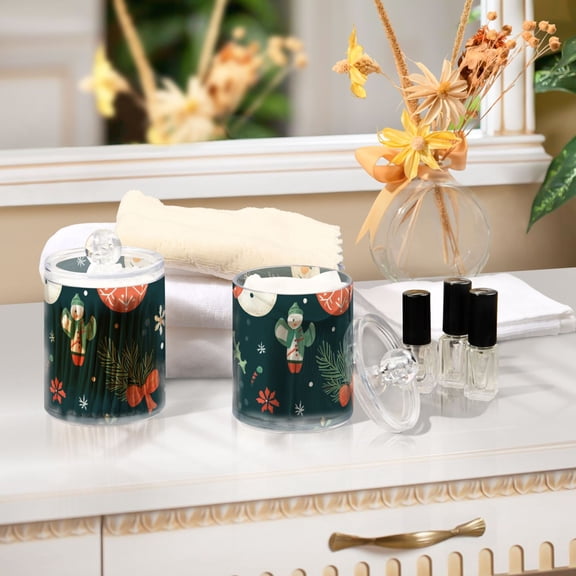 Ckdifva Christmas Santa Snowman Balls Storage Jar with Lid Acrylic Organization Storage Containers Set of 2