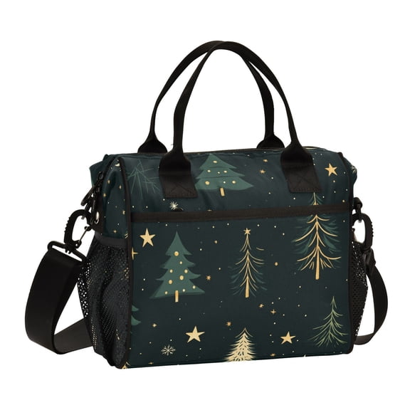 Ckdifva Christmas Snow Trees Cooler Bag Cooler Cooling Tote Lunch Bag Lunch Box Front Pocket with Shoulder Strap