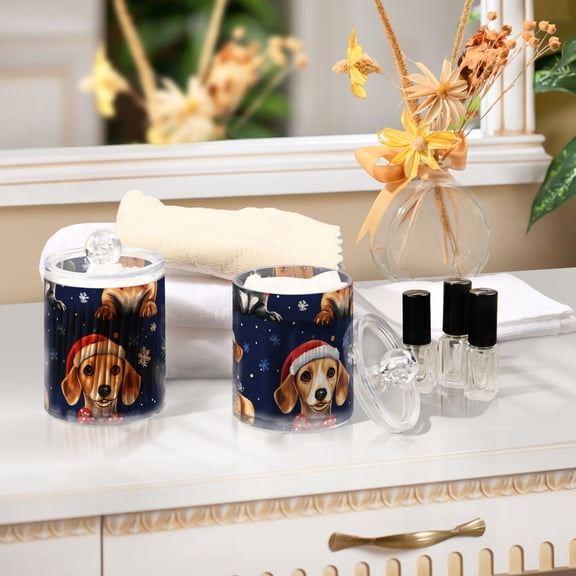 Ckdifva Christmas Snowflakes Dogs Storage Jar with Lid Acrylic Organization Storage Containers Set of 4
