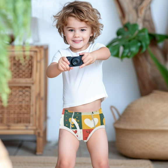 Ckdifva Christmas Snowmen Squares Boys Underwear Briefs Cotton Panties Active Stretch Briefs One Pack