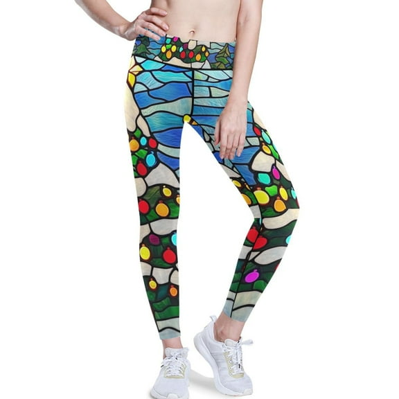 Ckdifva Christmas Tree Light Ball Yoga Pants with Pockets for Women Workout Athletic Yoga Leggings