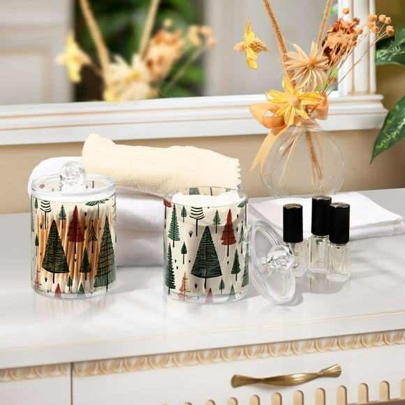 Ckdifva Christmas Trees Storage Jar with Lid Acrylic Organization Storage Containers Set of 2
