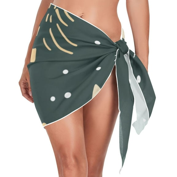 Ckdifva Christmas Trees and Stars Beach Cover Up for Women Swimsuit Coverups Bikini Wrap Short Skirt