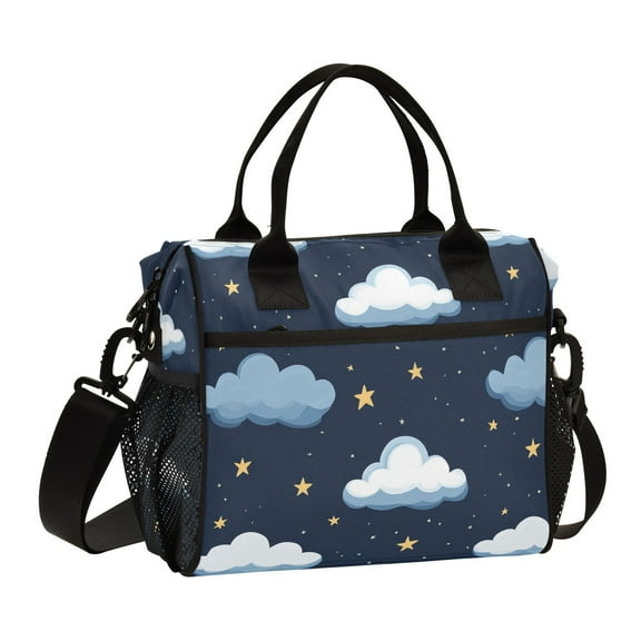 Ckdifva Clouds Stars Cooler Bag Cooler Cooling Tote Lunch Bag Lunch Box Front Pocket with Shoulder Strap