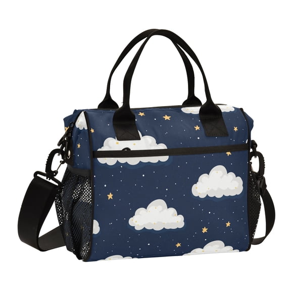 Ckdifva Clouds and Stars Cooler Bag Cooler Cooling Tote Lunch Bag Lunch Box Front Pocket with Shoulder Strap
