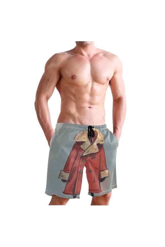 Coat Cartoon Men's Board Shorts Swim Trunks Drawstring Summer Beach Golf Shorts Quick Dry with Pockets