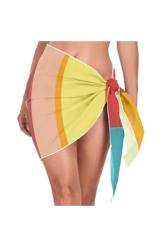 Colorful Corridor Beach Cover Up for Women Swimsuit Coverups Bikini Wrap Short Skirt
