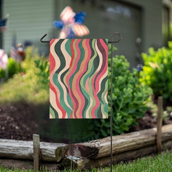 Ckdifva Colorful Striped Wavy Lines Garden Flag 12 x 18 Inch Vertical Double Sided for Yard Lawn Outdoor Outside