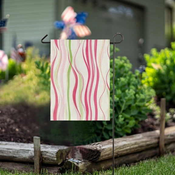 Ckdifva Colorful Wavy Lines Striped Garden Flag 12 x 18 Inch Vertical Double Sided for Yard Lawn Outdoor Outside