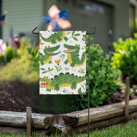 Ckdifva Crocodiles Garden Flag 12 x 18 Inch Vertical Double Sided for Yard Lawn Outdoor Outside