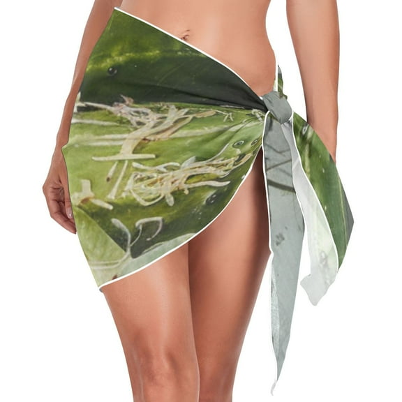 Ckdifva Cucumber and Flowers Beach Cover Up for Women Swimsuit Coverups Bikini Wrap Short Skirt