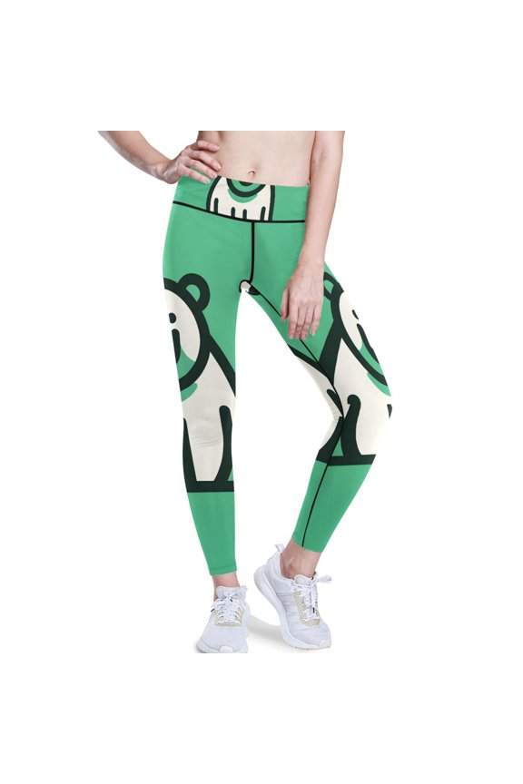 Cute Bear Yoga Pants with Pockets for Women Workout Athletic Yoga Leggings