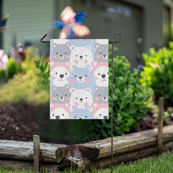 Ckdifva Cute Bears Garden Flag 12 x 18 Inch Vertical Double Sided for Yard Lawn Outdoor Outside