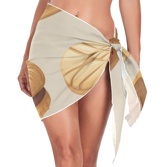 Ckdifva Cute Biscuits Beach Cover Up for Women Swimsuit Coverups Bikini Wrap Short Skirt