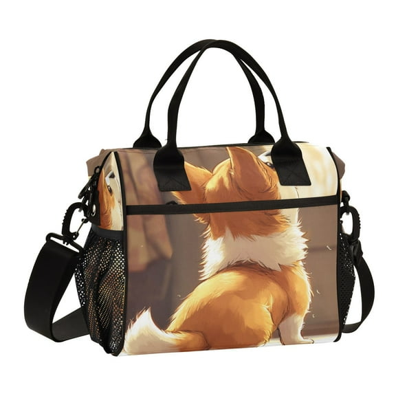 Ckdifva Cute Corgi Cooler Bag Cooler Cooling Tote Lunch Bag Lunch Box Front Pocket with Shoulder Strap