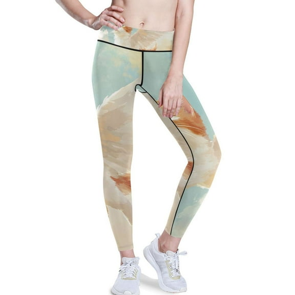 Ckdifva Cute Flying Cat Yoga Pants with Pockets for Women Workout Athletic Yoga Leggings