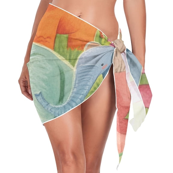 Ckdifva Cute Little Elephants Beach Cover Up for Women Swimsuit Coverups Bikini Wrap Short Skirt