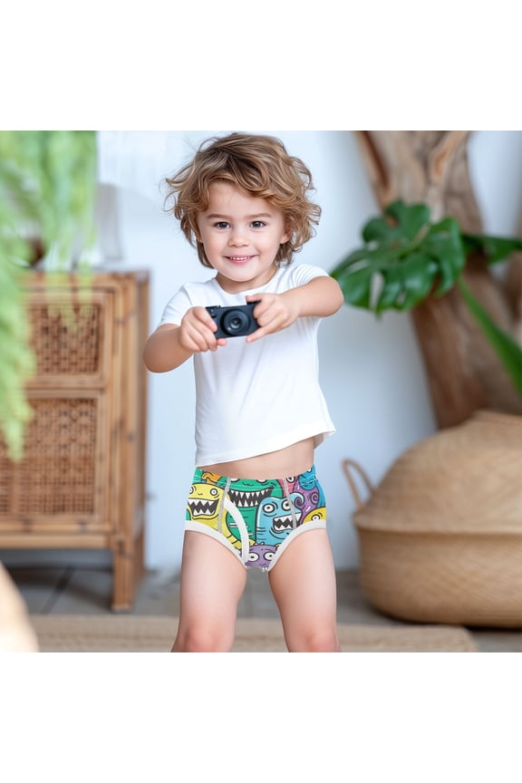 Cute Monsters Boys Underwear Briefs Cotton Panties Active Stretch Briefs One Pack
