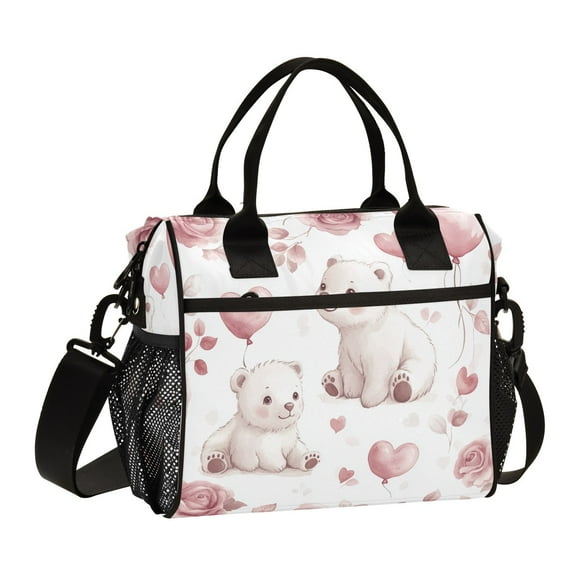 Ckdifva Cute Polar Bears Cooler Bag Cooler Cooling Tote Lunch Bag Lunch Box Front Pocket with Shoulder Strap
