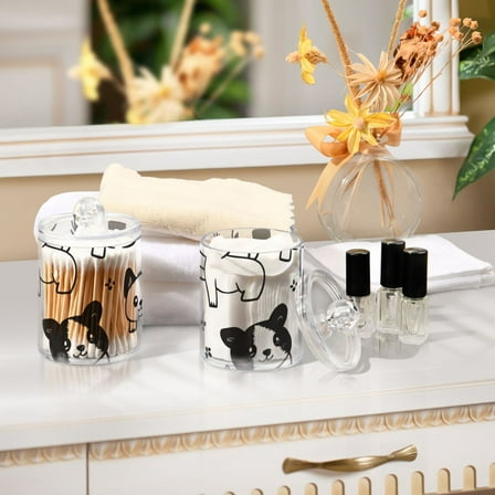 Ckdifva Cute Puppy Dogs Storage Jar with Lid Acrylic Organization Storage Containers Set of 2