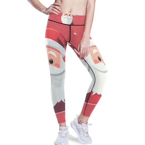 Ckdifva Cute Santa Claus Christmas Yoga Pants with Pockets for Women Workout Athletic Yoga Leggings