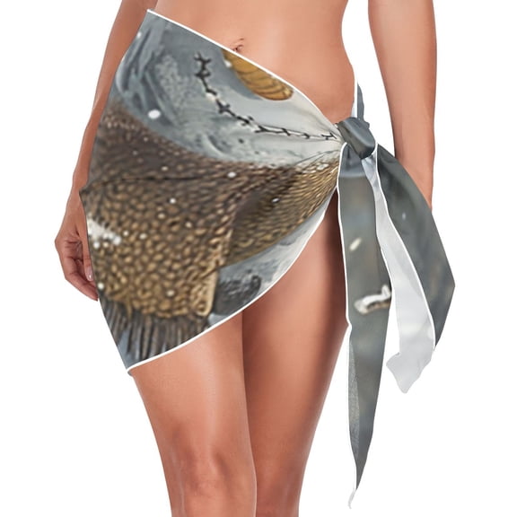 Ckdifva Cute Snowmans Beach Cover Up for Women Swimsuit Coverups Bikini Wrap Short Skirt